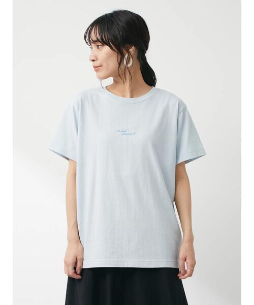 Green Parks(グリーンパークス)の「手描き風ロゴTシャツ(Tシャツ/カットソー・レディース・ライトブルー/オフホワイト・FREE)」の10枚目の写真