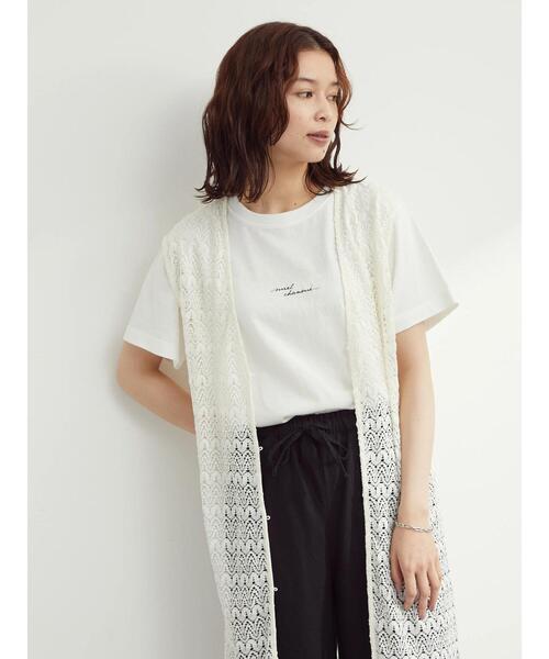 Green Parks(グリーンパークス)の「手描き風ロゴTシャツ(Tシャツ/カットソー・レディース・ライトブルー/オフホワイト・FREE)」の17枚目の写真