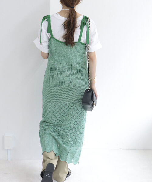 fredy emue（フレディエミュ）の「MIXカラーニットキャミワンピース（ワンピース・レディース・グリーン/ライトパープル・38）」の3枚目の写真