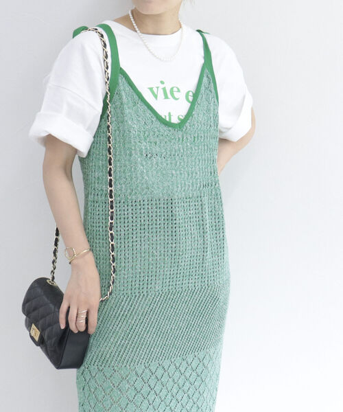 fredy emue（フレディエミュ）の「MIXカラーニットキャミワンピース（ワンピース・レディース・グリーン/ライトパープル・38）」の19枚目の写真