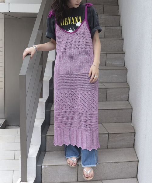 fredy emue（フレディエミュ）の「MIXカラーニットキャミワンピース（ワンピース・レディース・グリーン/ライトパープル・38）」の11枚目の写真