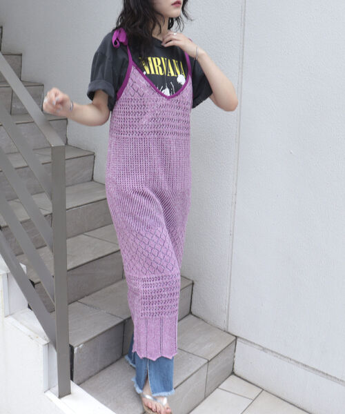 fredy emue（フレディエミュ）の「MIXカラーニットキャミワンピース（ワンピース・レディース・グリーン/ライトパープル・38）」の15枚目の写真