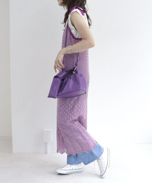 fredy emue（フレディエミュ）の「MIXカラーニットキャミワンピース（ワンピース・レディース・グリーン/ライトパープル・38）」の4枚目の写真