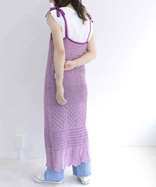 fredy emue（フレディエミュ）の「MIXカラーニットキャミワンピース（ワンピース・レディース・グリーン/ライトパープル・38）」の16枚目の写真