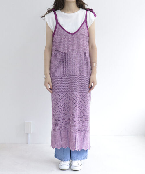 fredy emue（フレディエミュ）の「MIXカラーニットキャミワンピース（ワンピース・レディース・グリーン/ライトパープル・38）」の21枚目の写真
