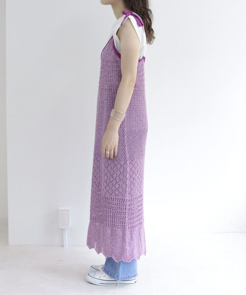 fredy emue（フレディエミュ）の「MIXカラーニットキャミワンピース（ワンピース・レディース・グリーン/ライトパープル・38）」の22枚目の写真