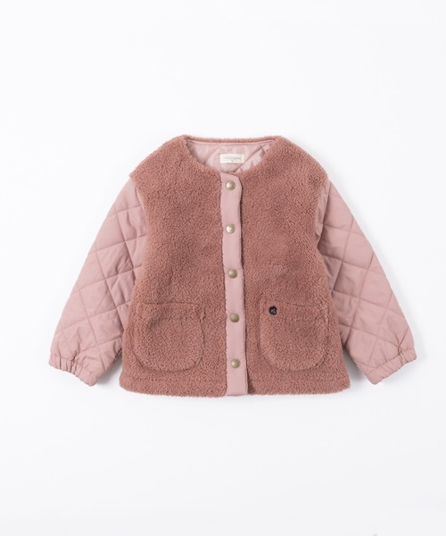 trois lapins kp(トロワラパンケーピー)の「シャギーボアコート(120~130)(ノーカラーコート・キッズ・モカ/オフホワイト・130cm/120cm)」の5枚目の写真