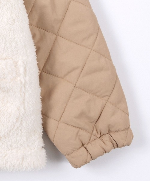 trois lapins kp(トロワラパンケーピー)の「シャギーボアコート(120~130)(ノーカラーコート・キッズ・モカ/オフホワイト・130cm/120cm)」の4枚目の写真