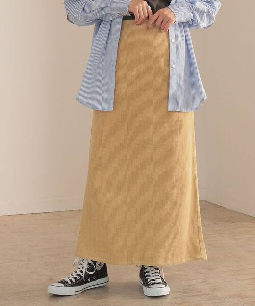 BeAMS DOT(ビームスドット)の「BeAMS DOT / コーデュロイ ロングタイトスカート(スカート・レディース・ライトイエロー/ブルー/オフホワイト・S/M)」の3枚目の写真