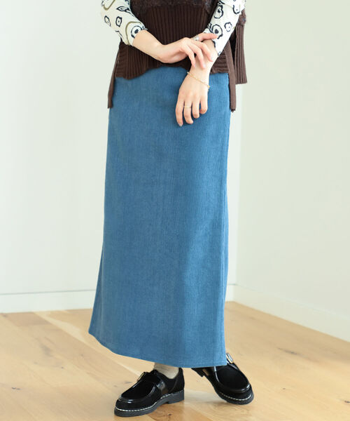 BeAMS DOT(ビームスドット)の「BeAMS DOT / コーデュロイ ロングタイトスカート(スカート・レディース・ライトイエロー/ブルー/オフホワイト・S/M)」の6枚目の写真