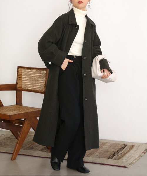 RAY CASSIN(レイカズン)の「2wayステンカラーツイードコート(ステンカラーコート・レディース・ブラック/カーキ・FREE)」の2枚目の写真