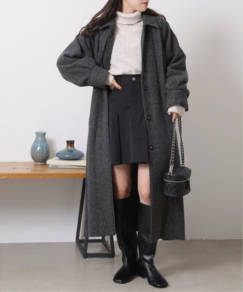 RAY CASSIN(レイカズン)の「2wayステンカラーツイードコート(ステンカラーコート・レディース・ブラック/カーキ・FREE)」の3枚目の写真