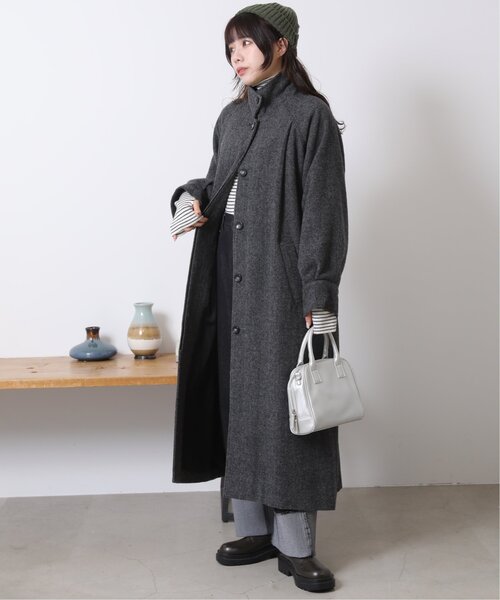 RAY CASSIN(レイカズン)の「2wayステンカラーツイードコート(ステンカラーコート・レディース・ブラック/カーキ・FREE)」の9枚目の写真