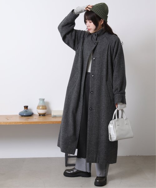 RAY CASSIN(レイカズン)の「2wayステンカラーツイードコート(ステンカラーコート・レディース・ブラック/カーキ・FREE)」の10枚目の写真