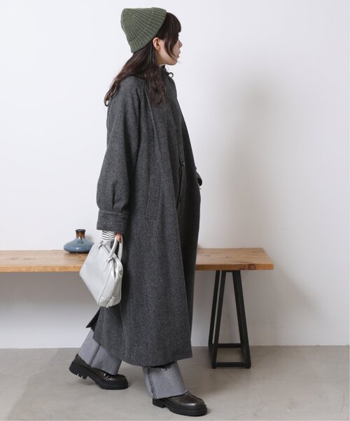 RAY CASSIN(レイカズン)の「2wayステンカラーツイードコート(ステンカラーコート・レディース・ブラック/カーキ・FREE)」の12枚目の写真