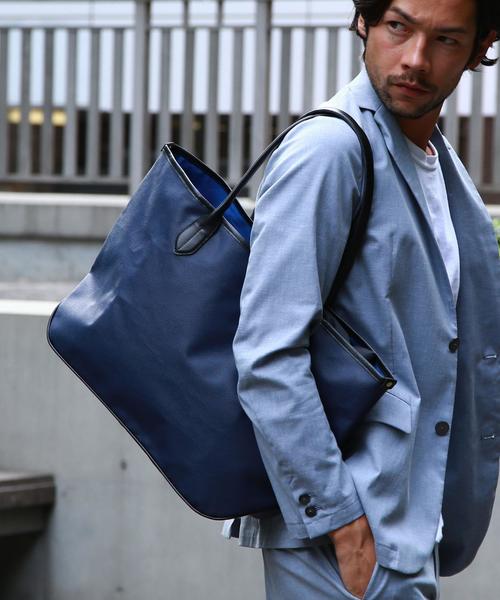 BEAUTY&YOUTH UNITED ARROWS(ビューティーアンドユースユナイテッドアローズ)の「BY コーティング コットン トートバッグ:◆(トートバッグ・メンズ・ダークグリーン/ネイビー/グレー/ブラック・フリー)」の1枚目の写真