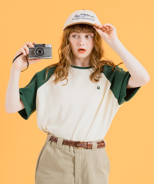 MUHET（ミュエータ）の「ワッフルラグランTシャツ（Tシャツ/カットソー・レディース・グレー/グリーン・MEDIUM/X-LARGE）」の2枚目の写真