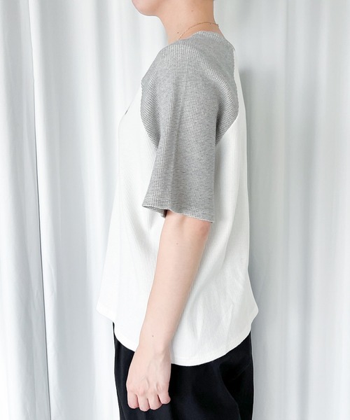 MUHET（ミュエータ）の「ワッフルラグランTシャツ（Tシャツ/カットソー・レディース・グレー/グリーン・MEDIUM/X-LARGE）」の9枚目の写真