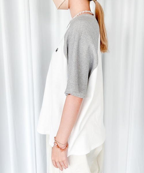 MUHET（ミュエータ）の「ワッフルラグランTシャツ（Tシャツ/カットソー・レディース・グレー/グリーン・MEDIUM/X-LARGE）」の12枚目の写真