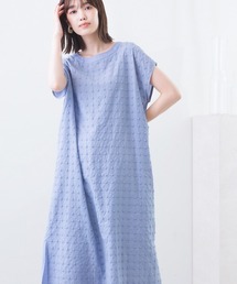 ドットスクエア刺繍切替ワンピース
