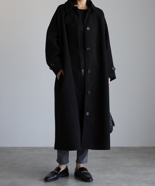ap retro（アプレトロ）の「ステンカラーコート/スタンドカラーロングコート（ステンカラーコート・レディース・グレー/ブラック/アイボリー/ベージュ・FREE）」の18枚目の写真