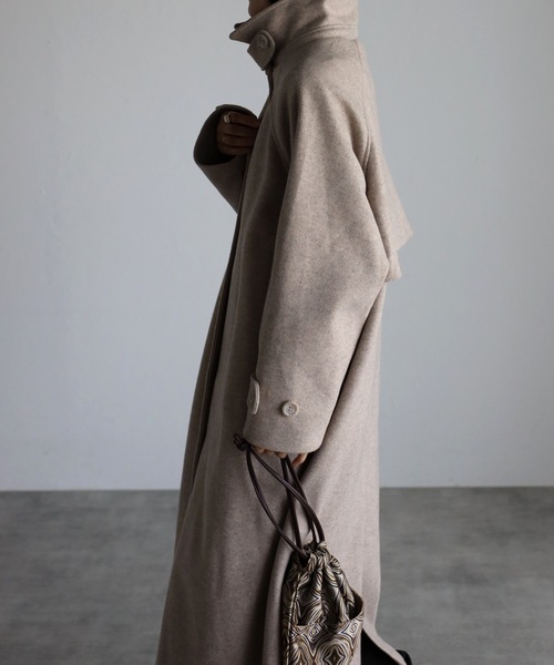 ap retro（アプレトロ）の「ステンカラーコート/スタンドカラーロングコート（ステンカラーコート・レディース・グレー/ブラック/アイボリー/ベージュ・FREE）」の21枚目の写真