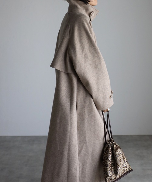 ap retro（アプレトロ）の「ステンカラーコート/スタンドカラーロングコート（ステンカラーコート・レディース・グレー/ブラック/アイボリー/ベージュ・FREE）」の20枚目の写真