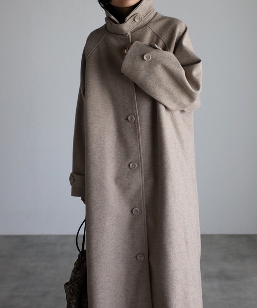 ap retro（アプレトロ）の「ステンカラーコート/スタンドカラーロングコート（ステンカラーコート・レディース・グレー/ブラック/アイボリー/ベージュ・FREE）」の19枚目の写真