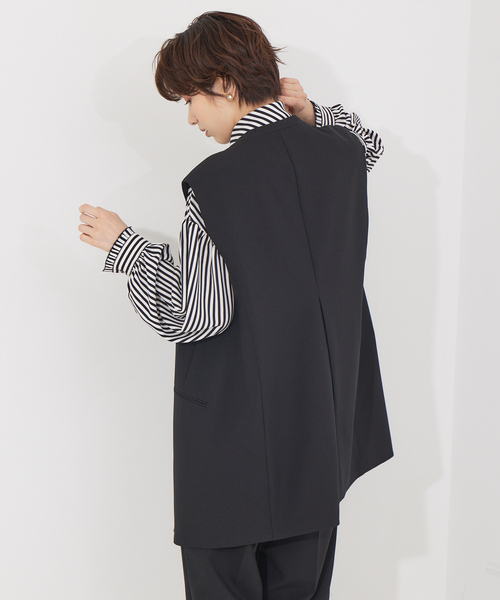 Rouge vif(ルージュヴィフ)の「【セットアップ対応】ウールタッチVネックジレ(ベスト・レディース・ブラック/ブラウン・フリー)」の9枚目の写真