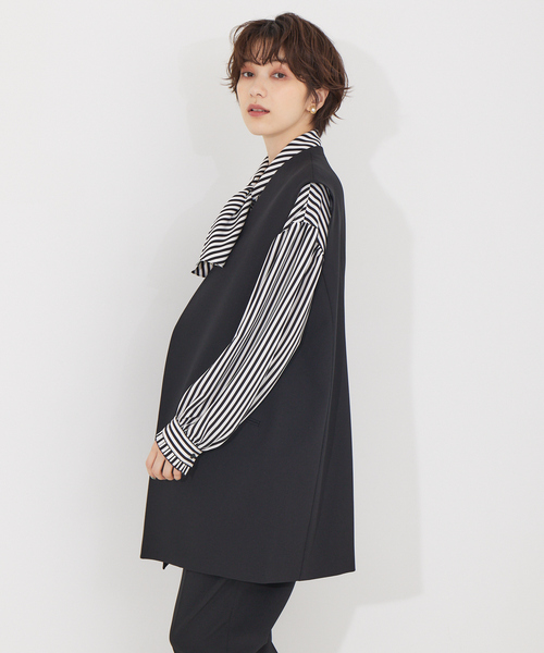 Rouge vif(ルージュヴィフ)の「【セットアップ対応】ウールタッチVネックジレ(ベスト・レディース・ブラック/ブラウン・フリー)」の5枚目の写真