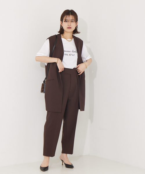 Rouge vif(ルージュヴィフ)の「【セットアップ対応】ウールタッチVネックジレ(ベスト・レディース・ブラック/ブラウン・フリー)」の3枚目の写真