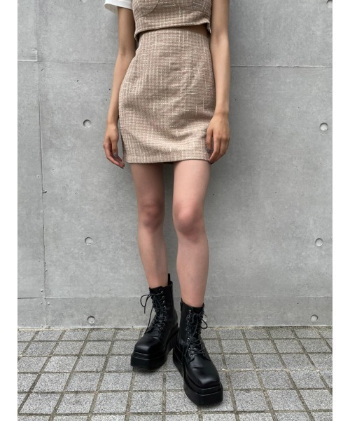 ENVYM（アンビー）の「ツイードミニＳＫ（スカート・レディース・ブラック/ベージュ・FREE）」の6枚目の写真