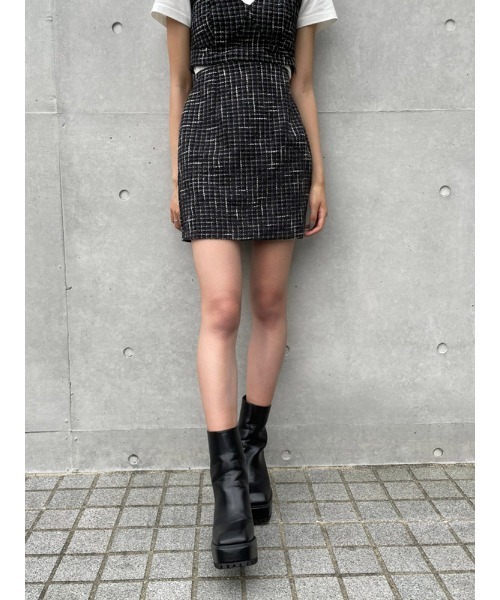 ENVYM（アンビー）の「ツイードミニＳＫ（スカート・レディース・ブラック/ベージュ・FREE）」の9枚目の写真