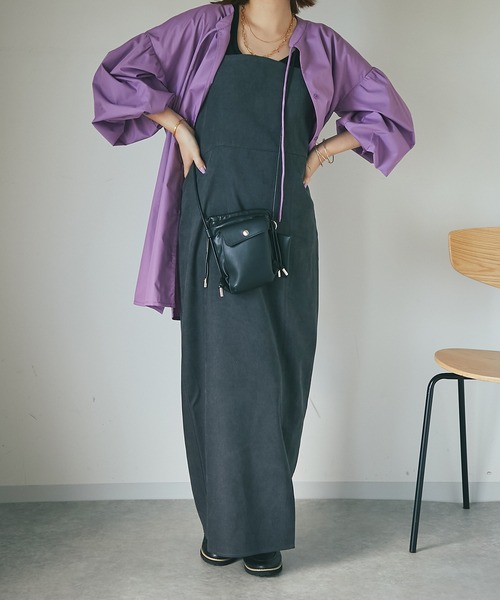 un dix cors(アンディコール)の「高見え スリットIラインキャミワンピース(ワンピース・レディース・チャコールグレー/ベージュ・FREE)」の13枚目の写真