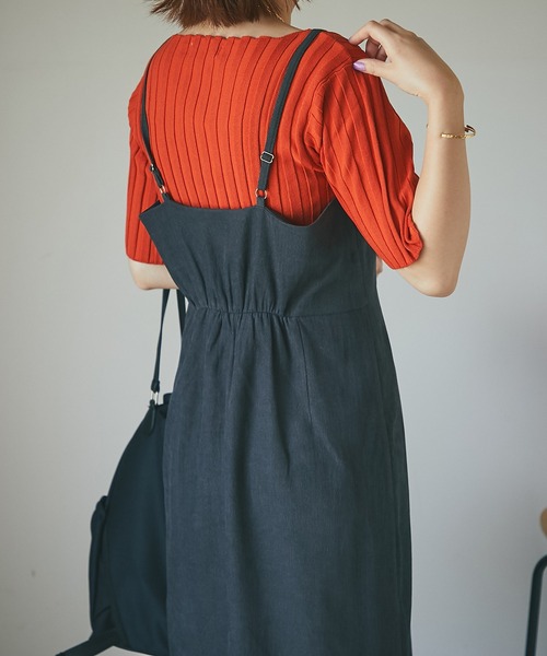 un dix cors(アンディコール)の「高見え スリットIラインキャミワンピース(ワンピース・レディース・チャコールグレー/ベージュ・FREE)」の8枚目の写真