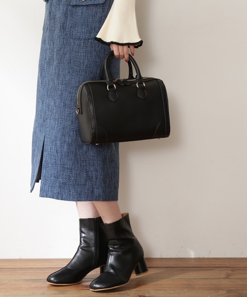 N.（N. Natural Beauty Basic）（エヌエヌナチュラルビューティーベーシック）の「【横田ひかるさん着用】◆ステッチボストンバッグ（ボストンバッグ・レディース・ブラック/キャメル・ﾌﾘ-）」の3枚目の写真