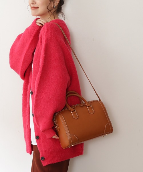 N.（N. Natural Beauty Basic）（エヌエヌナチュラルビューティーベーシック）の「【横田ひかるさん着用】◆ステッチボストンバッグ（ボストンバッグ・レディース・ブラック/キャメル・ﾌﾘ-）」の4枚目の写真