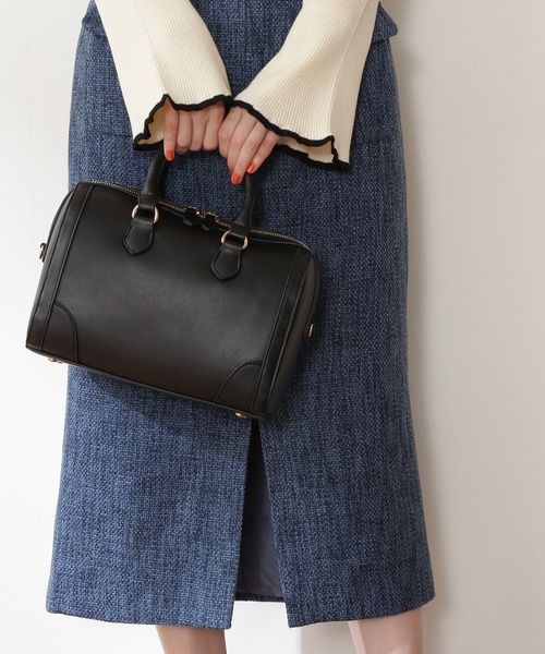 N.（N. Natural Beauty Basic）（エヌエヌナチュラルビューティーベーシック）の「【横田ひかるさん着用】◆ステッチボストンバッグ（ボストンバッグ・レディース・ブラック/キャメル・ﾌﾘ-）」の7枚目の写真