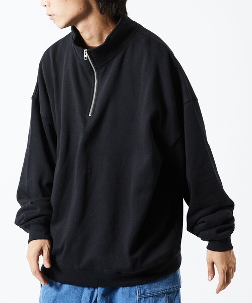 FREAK'S STORE(フリークスストア)の「WEB限定 ビッグシルエット 裏起毛 ハーフジップ スウェット/プルオーバー(スウェット・メンズ・ブラック/グレイッシュベージュ/アッシュグレー/ネイビー/ダークグリーン・MEDIUM/SMALL/LARGE)」の15枚目の写真