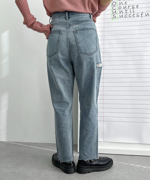 apres jour mignon（アプレジュールミニョン）の「【3周年記念アイテム】ダメージデニム【ZOZOTOWN限定アイテム】（デニムパンツ・レディース・ブルー/ダークブルー・SMALL/MEDIUM/LARGE/X-LARGE）」の8枚目の写真