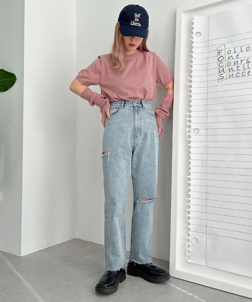 apres jour mignon（アプレジュールミニョン）の「【3周年記念アイテム】ダメージデニム【ZOZOTOWN限定アイテム】（デニムパンツ・レディース・ブルー/ダークブルー・SMALL/MEDIUM/LARGE/X-LARGE）」の9枚目の写真