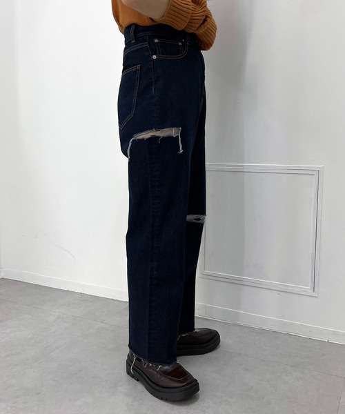 apres jour mignon（アプレジュールミニョン）の「【3周年記念アイテム】ダメージデニム【ZOZOTOWN限定アイテム】（デニムパンツ・レディース・ブルー/ダークブルー・SMALL/MEDIUM/LARGE/X-LARGE）」の21枚目の写真