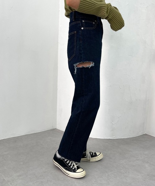 apres jour mignon（アプレジュールミニョン）の「【3周年記念アイテム】ダメージデニム【ZOZOTOWN限定アイテム】（デニムパンツ・レディース・ブルー/ダークブルー・SMALL/MEDIUM/LARGE/X-LARGE）」の14枚目の写真