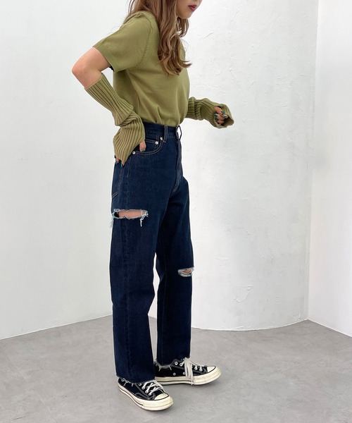 apres jour mignon（アプレジュールミニョン）の「【3周年記念アイテム】ダメージデニム【ZOZOTOWN限定アイテム】（デニムパンツ・レディース・ブルー/ダークブルー・SMALL/MEDIUM/LARGE/X-LARGE）」の19枚目の写真