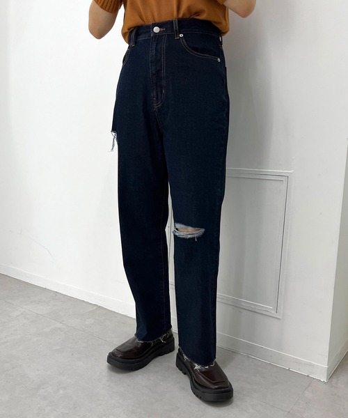 apres jour mignon（アプレジュールミニョン）の「【3周年記念アイテム】ダメージデニム【ZOZOTOWN限定アイテム】（デニムパンツ・レディース・ブルー/ダークブルー・SMALL/MEDIUM/LARGE/X-LARGE）」の20枚目の写真