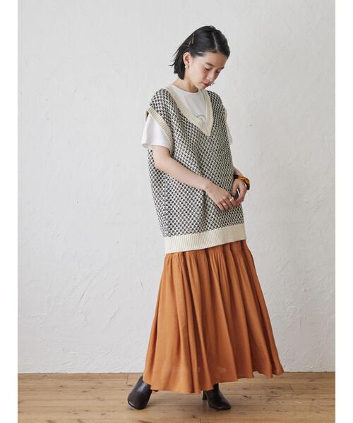 AMERICAN HOLIC（アメリカンホリック）の「Vネックリンクス編みニットベスト（ベスト・レディース・ブラック/アイボリー/ネイビー・FREE）」の12枚目の写真