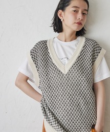 AMERICAN HOLIC | Vネックリンクス編みニットベスト(ベスト)