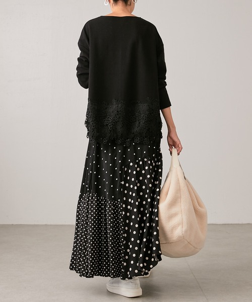 BEARDSLEY ビアズリー 袖 レース カットソー ブラック HiROMITHiSTLE》袖レースカットソー （カットソー）｜BEARDSLEY