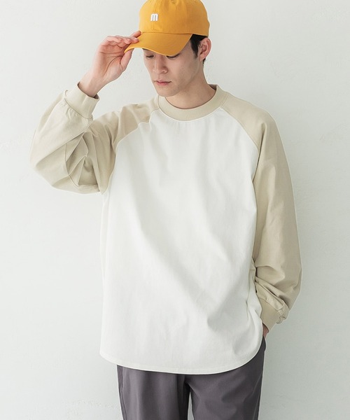 coca(coca)(コカ)の「メンズラグランロングTシャツ(Tシャツ/カットソー・メンズ・ブラック/グリーン/ネイビー/ベージュ/ターコイズブルー・M/L/XL)」の3枚目の写真