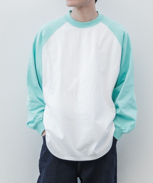 coca(coca)(コカ)の「メンズラグランロングTシャツ(Tシャツ/カットソー・メンズ・ブラック/グリーン/ネイビー/ベージュ/ターコイズブルー・M/L/XL)」の5枚目の写真